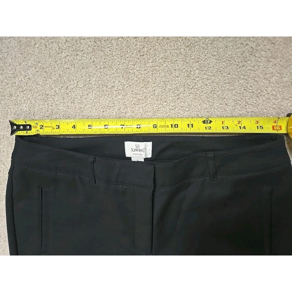 Chicos So Slimming 1 US 8 Capri‎ Pants Black Cuffed Hem Womens Cotton Stretch